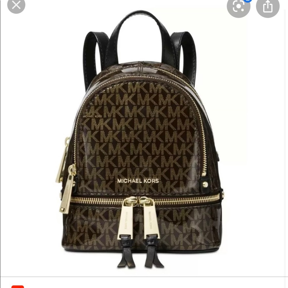 Authentic Michael Kors XS mini gold/brown backpack